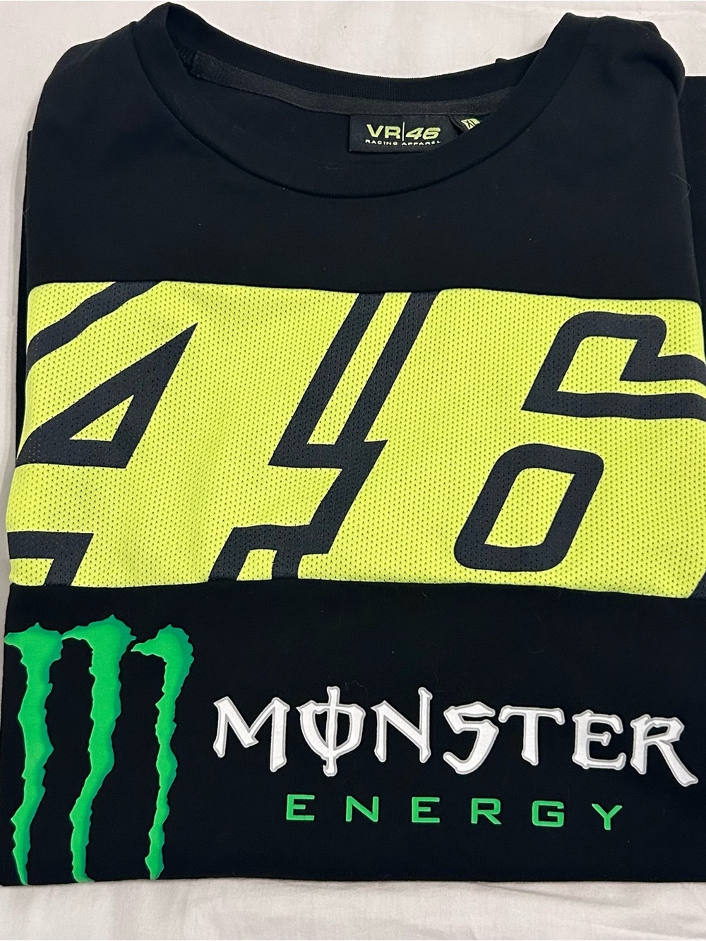 VR46 x Monster Energy 46 Graphic Tee in Black and Neon Yellow XL